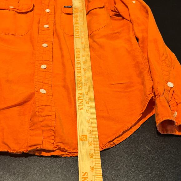 Polo Ralph Lauren Orange Linen Blend Shirt Mens Sz S Long Sleeve Utility Casual - Picture 8 of 9